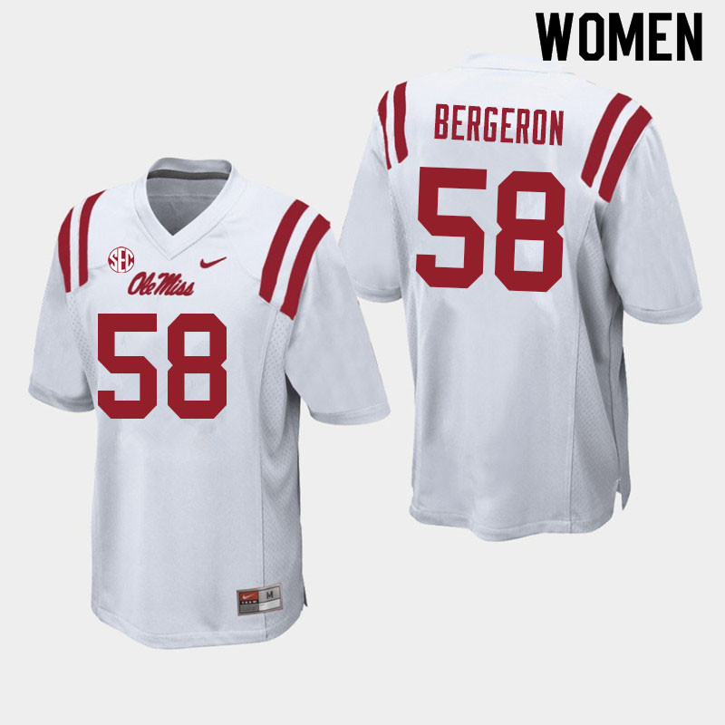 Women #58 John Bergeron Ole Miss Rebels College Football Jerseys Sale-White